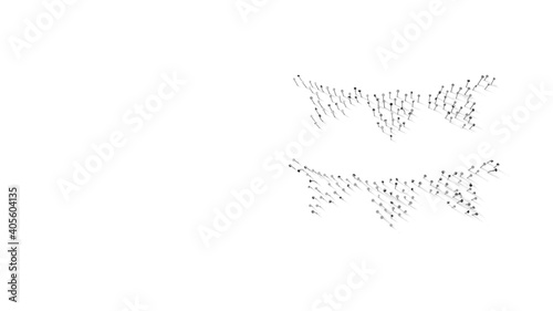 3d rendering of nails in shape of symbol of garland with shadows isolated on white background