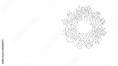 3d rendering of nails in shape of symbol of daisy flower with shadows isolated on white background