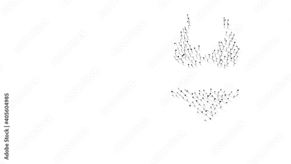 3d rendering of nails in shape of symbol of bikini with shadows isolated on white background 3d rendering of nails in shape of symbol of bikini with shadows isolated on white background
