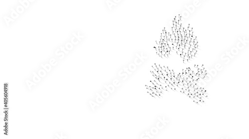 3d rendering of nails in shape of symbol of bonfire with shadows isolated on white background