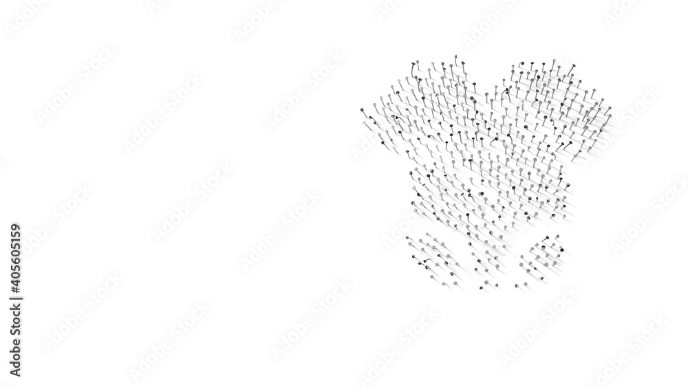 3d rendering of nails in shape of symbol of babywear with shadows isolated on white background 3d rendering of nails in shape of symbol of babywear with shadows isolated on white background