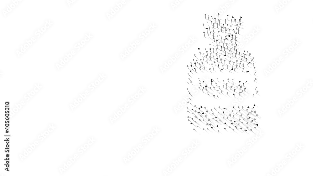 3d rendering of nails in shape of symbol of after shave water with shadows isolated on white background 3d rendering of nails in shape of symbol of after shave water with shadows isolated on white background