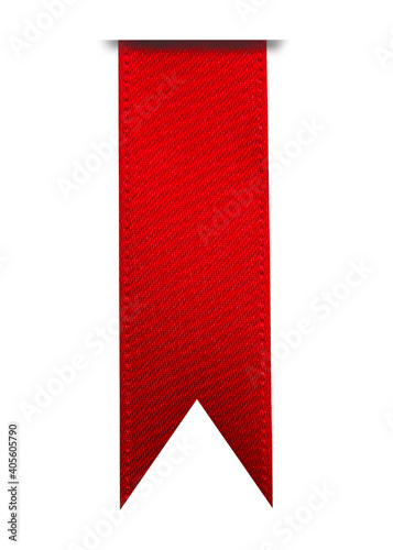 Free Download Red ribbon bookmark. Silk ribbon. White isolated background. Red tag flag.  - GFXLoad