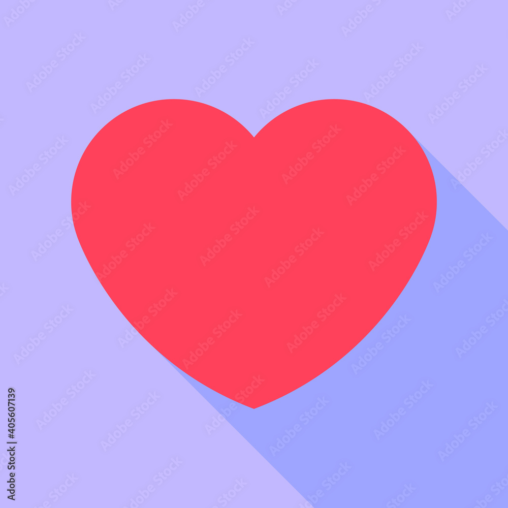 Heart icon with shadow.  Vector flat illustration heart