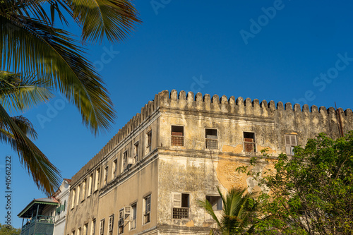 Streets in heart of Stone Town Zanzibar which mostly consists of a maze of narrow alleys lined by houses