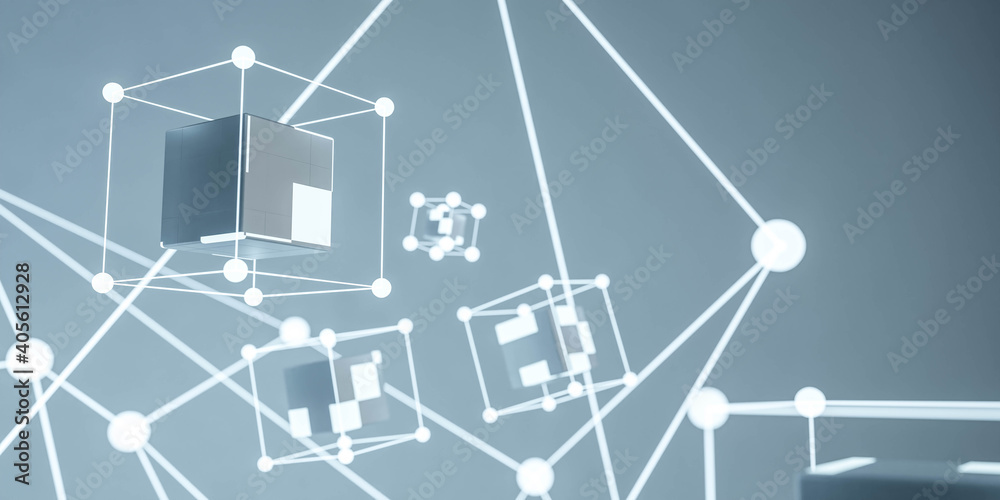 network connection technology concept 3d render illustration