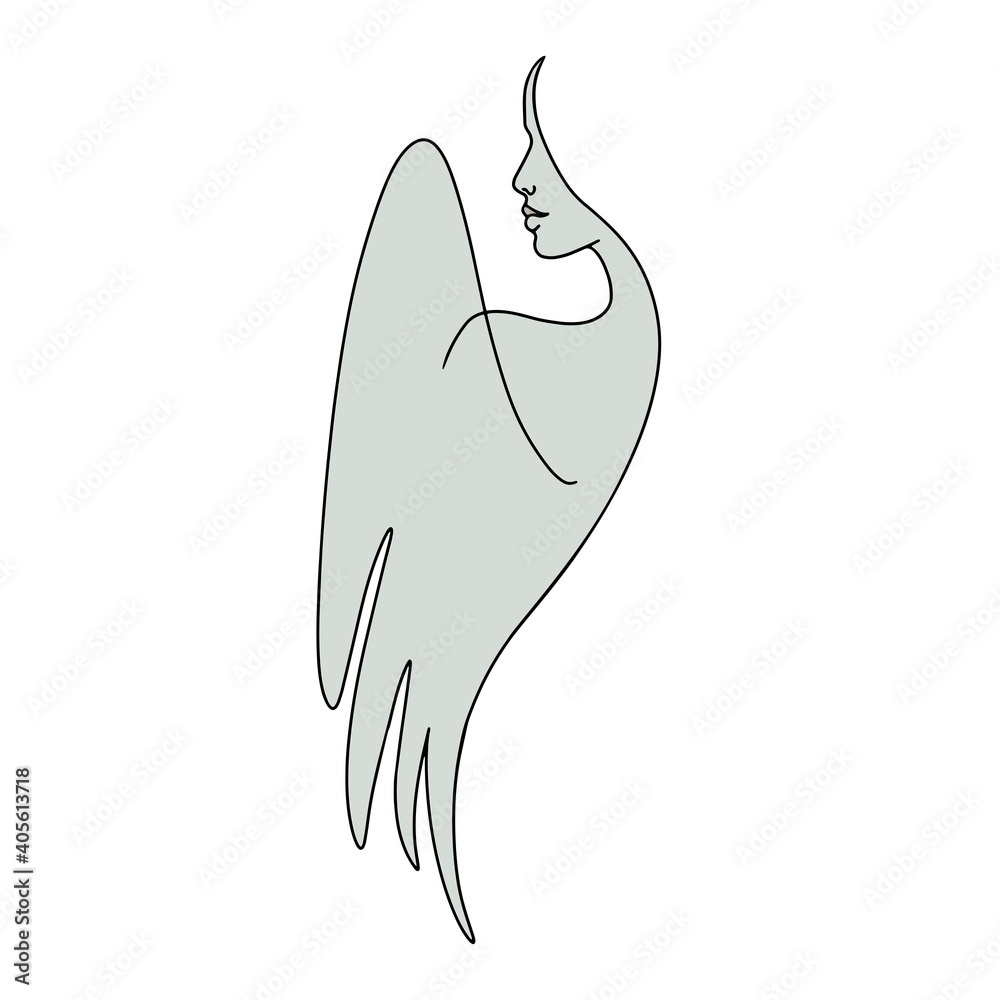 angel with abstract female face