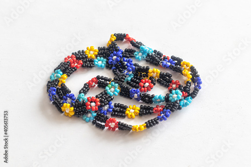 Handmade bracelet made of multicolored beads