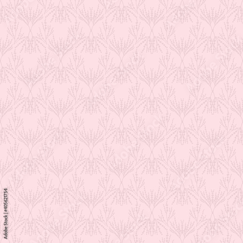 Modern seamless branch pattern with pink background
