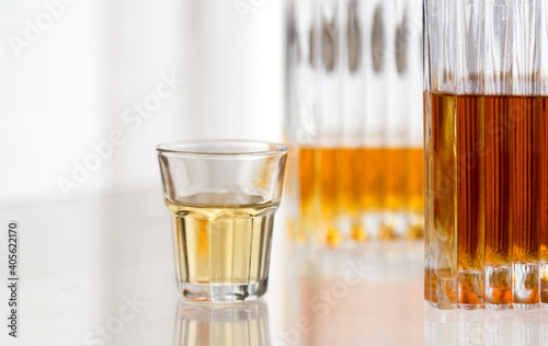 Alcoholic spirits and drinks concept background, with copy space