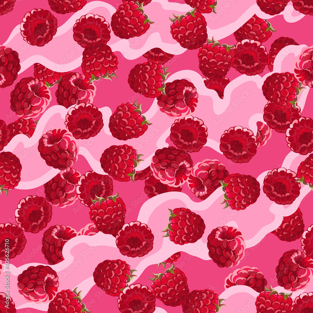 Raspberry cream seamless pattern.