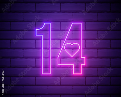 February 14 icon. Elements of Valentine in neon style icons. Simple icon for websites, web design, mobile app, info graphics