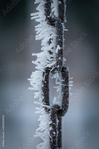 chain covered in ice