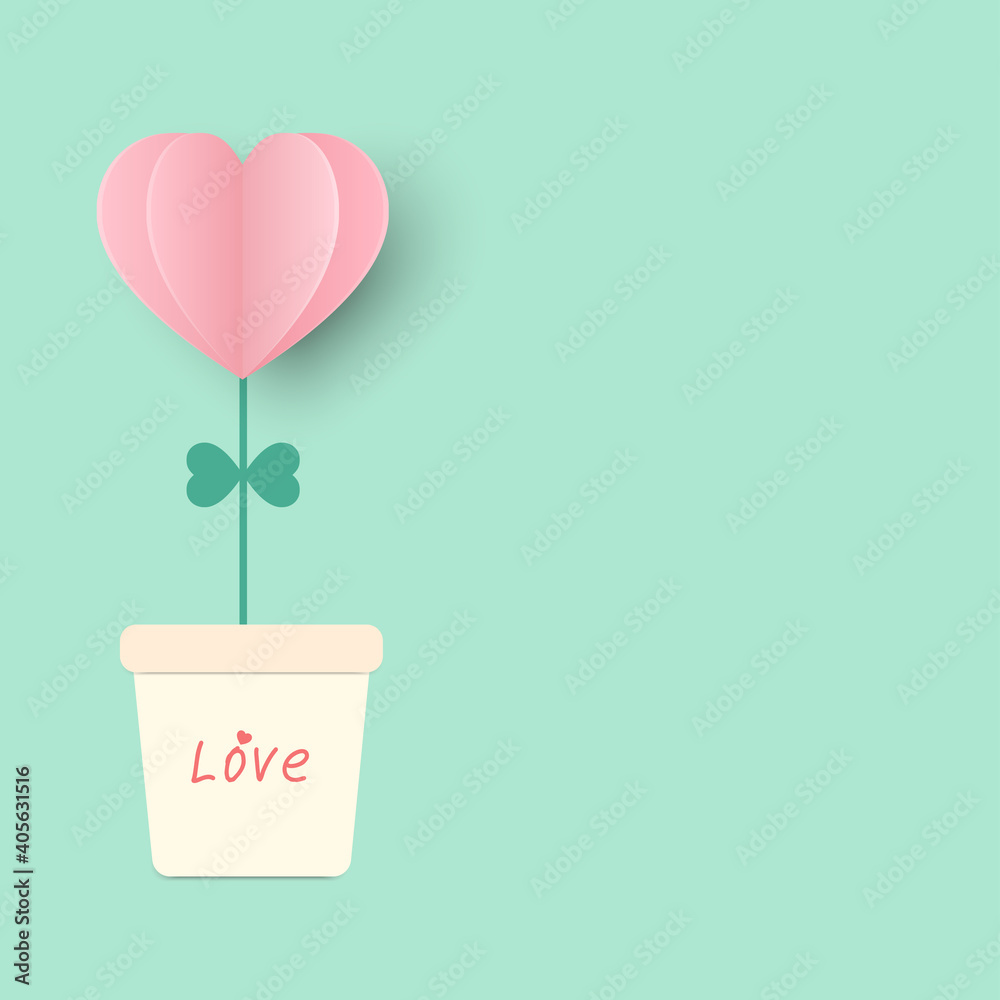 Flower pot with paper heart flower