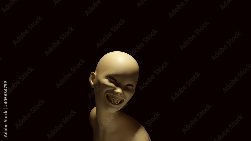 Female Crazy Smile Bust White Cream Bone Colour with 3d illustration Female Crazy Smile Bust White Cream Bone Colour with 3d illustration