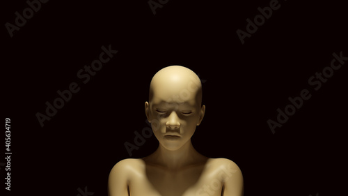 Female Silent Calm Bust White Cream Bone Colour 3d illustration