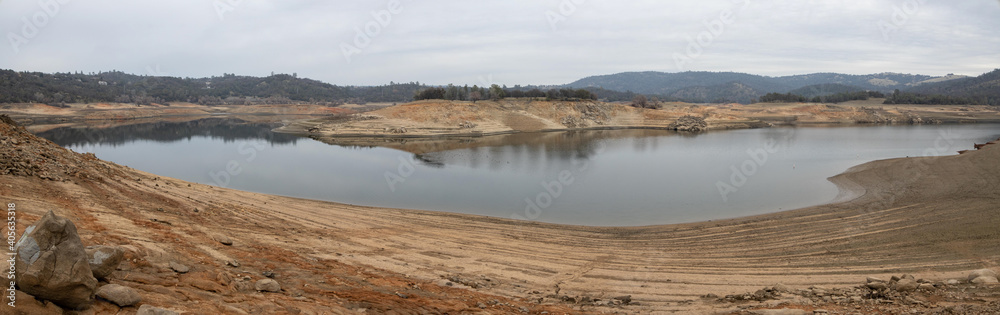 Panorama of the River Bend in the Middle Fork of the American River at the Lower End of Folsom Reservoir in California Panorama of the River Bend in the Middle Fork of the American River at the Lower End of Folsom Reservoir in California