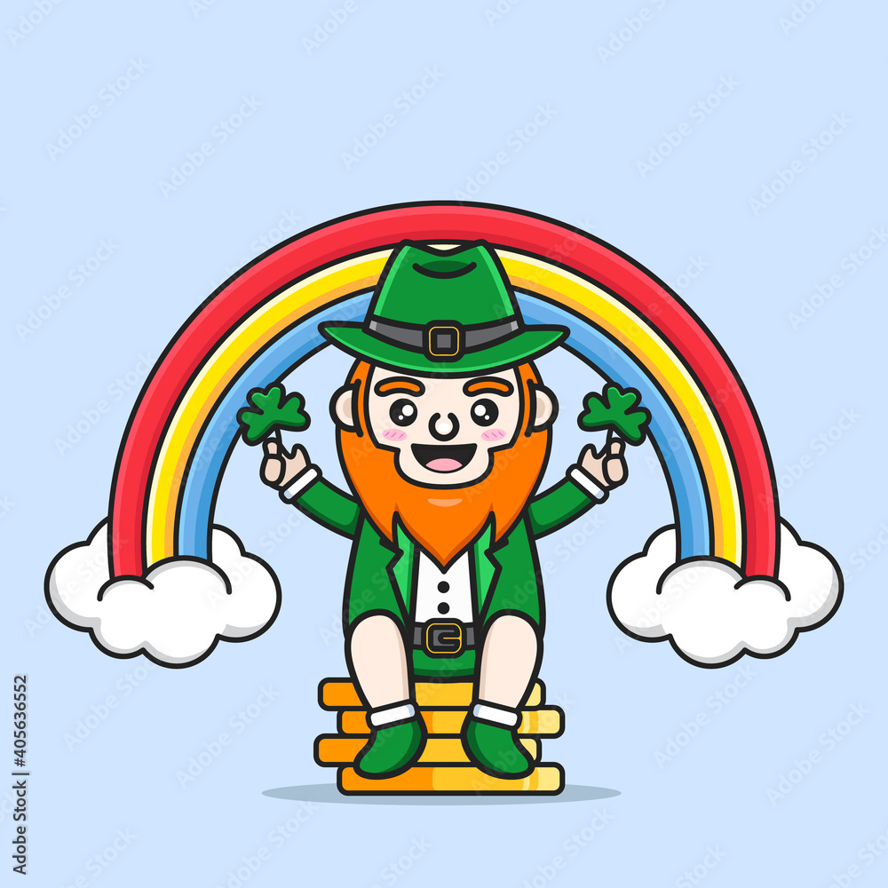 Naklejka premium saint patrick's day with cute leprechaun
