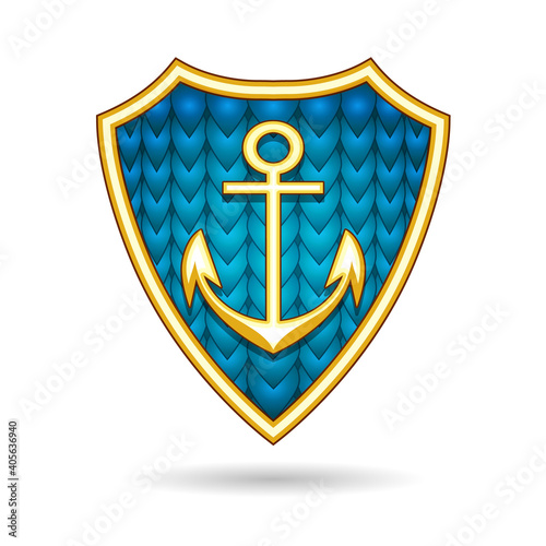 Nautical Emblem with Anchor on a Shield photo