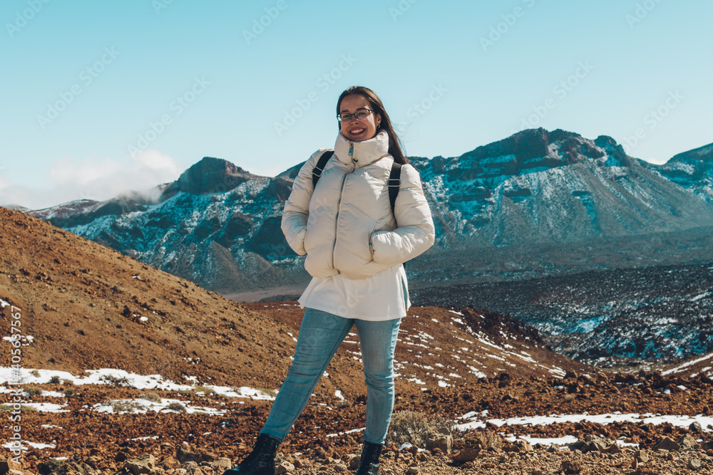 Woman posing in some snowy mountains Woman posing in some snowy mountains