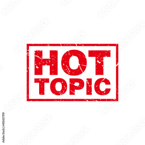 Abstract Red Grungy Hot Topic Rubber Stamp Sign Illustration Vector, Hot Topic Text Seal, Mark, Label Design Template