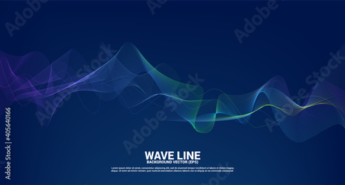 Blue and green Sound wave line curve on dark background. Element for theme technology futuristic vector