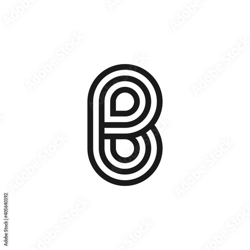Monogram extraordinary professional elegant trendy awesome three fine lines black and white initials B PB