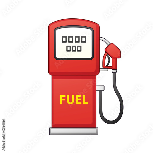Red gas fuel pump isolated icon, petrol filling station.