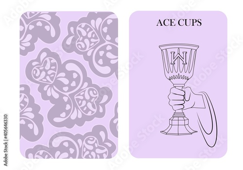 tarot cards ace cups vector white shirt card pattern