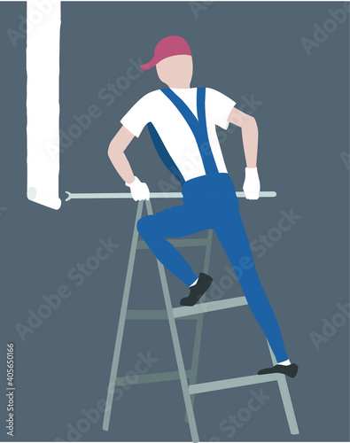 House painter at work vector illustration