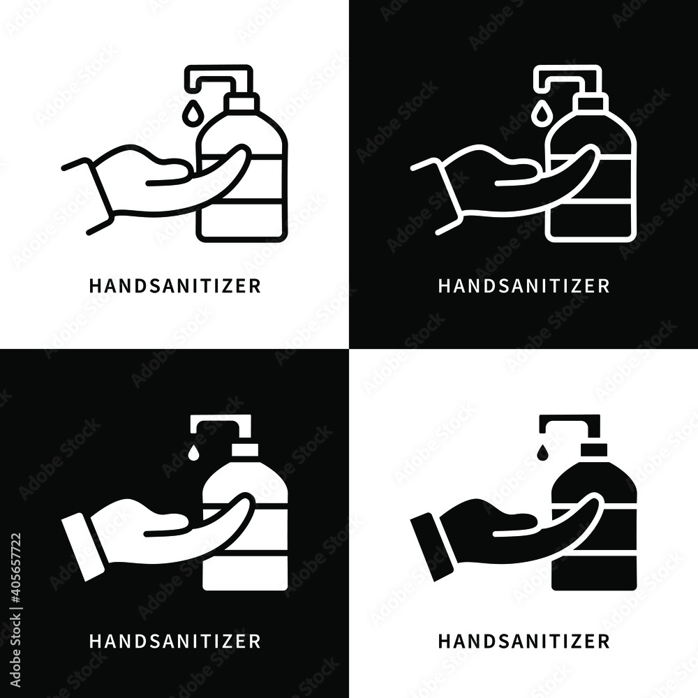 Handsanitizer Icon Symbol Illustration. Sanitizer Bottle Logo. Soap Gel Antiseptic Design Vector Icons Set Handsanitizer Icon Symbol Illustration. Sanitizer Bottle Logo. Soap Gel Antiseptic Design Vector Icons Set