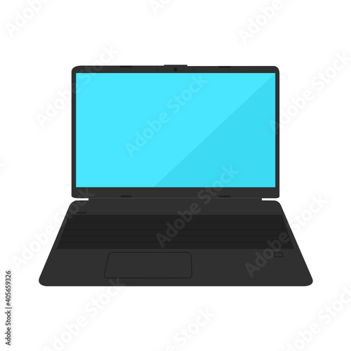 Laptop vector illustration modern black color.Computer notebook with a blue widescreen screen