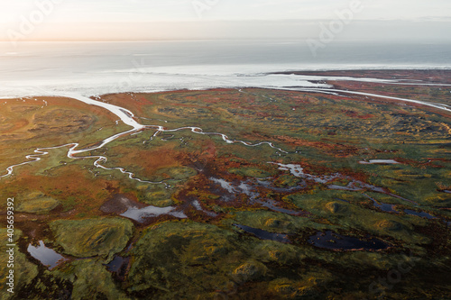 Aerial view of a nature reserve on the island Terschelling, Friesland, The Netherlands. photo