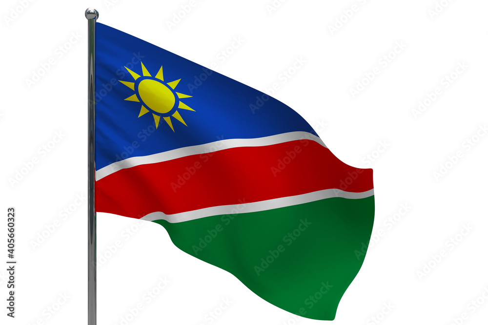 Obraz premium Namibia flag on pole icon