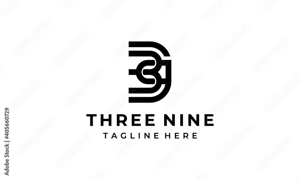 initial letter number three nine logo design template initial letter number three nine logo design template