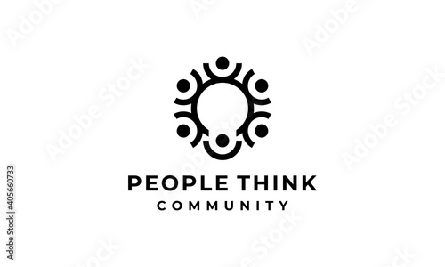 people crowd think mind idea lightbulb community logo design template