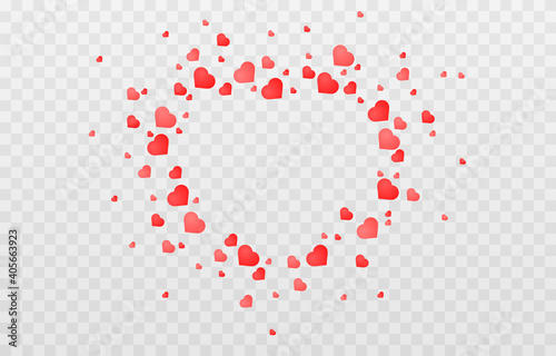Vector confetti made from hearts. Hearts fall from the sky on an isolated transparent background. Heart, confetti png. Valentine's Day.
