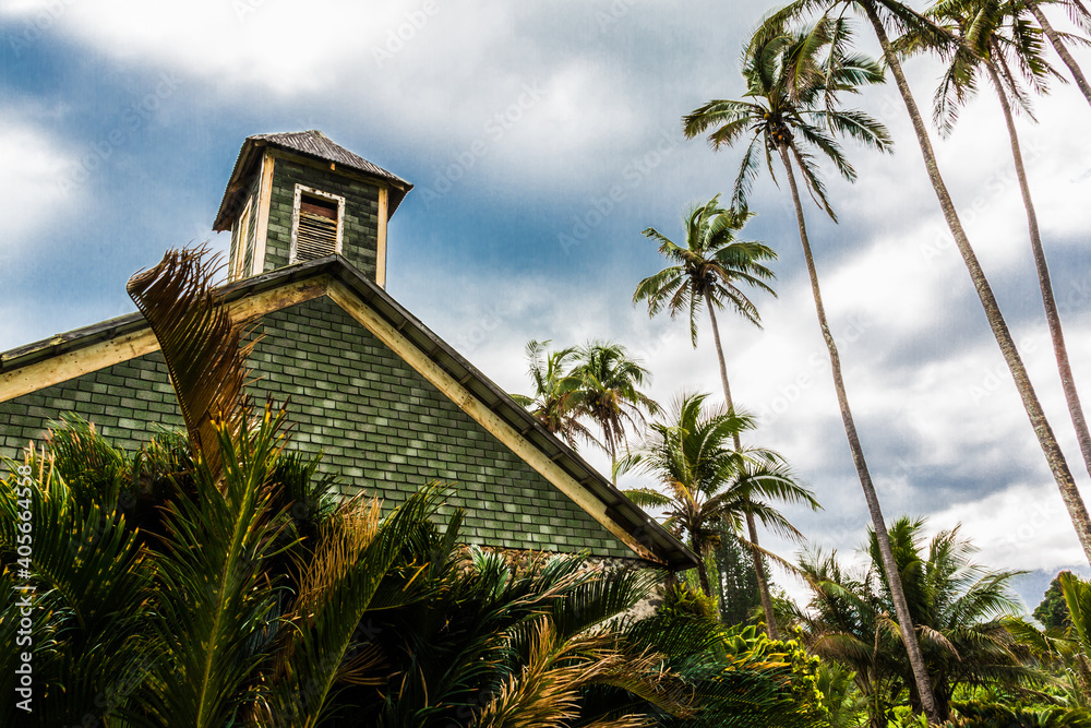 Keanae Congregational Church (Lanakila Ihiihi O Iehova Ona Kaua Church), Keanae, Hawaii, USA