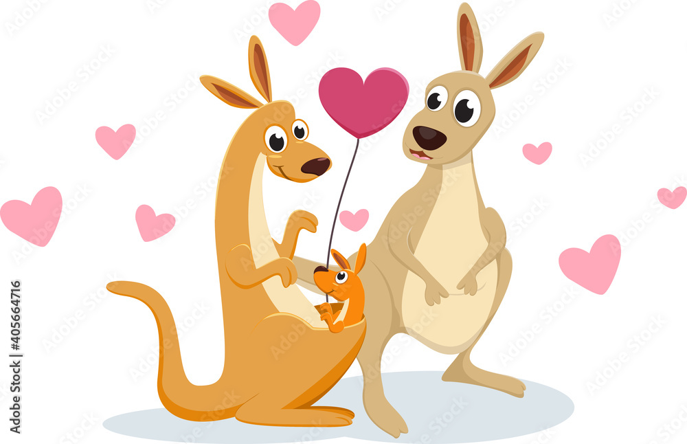 illustration of family kangaroo in love illustration of family kangaroo in love