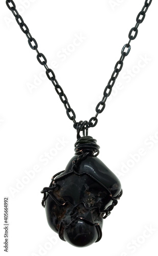 Wire Wrapped Black Onyx Gemstone Pendant Necklace