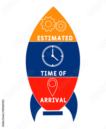 ETA - Estimated Time of Arrival acronym. business concept background.  vector illustration concept with keywords and icons. lettering illustration with icons for web banner, flyer, landing page