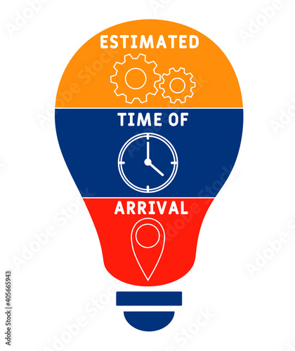 ETA - Estimated Time of Arrival acronym. business concept background.  vector illustration concept with keywords and icons. lettering illustration with icons for web banner, flyer, landing page