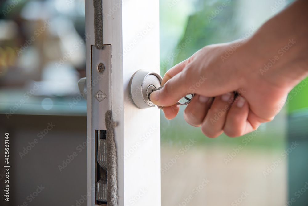 Opening the door with a key