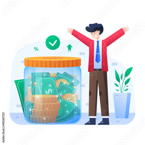 Businessman are happy when they have a lot of savings