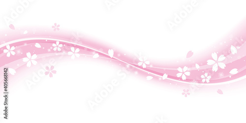 桜の花と滑らかなウェーブ