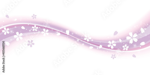 桜の花と滑らかなウェーブ