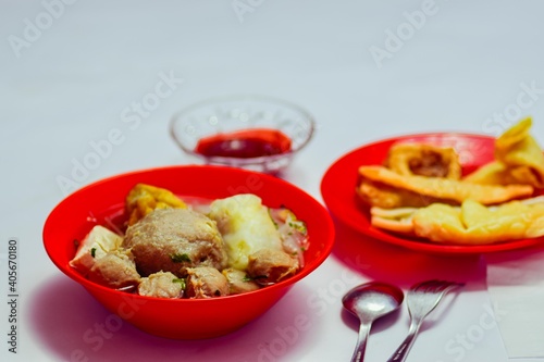 Typical Indonesian food BAKSO tastes very special and many like it photo