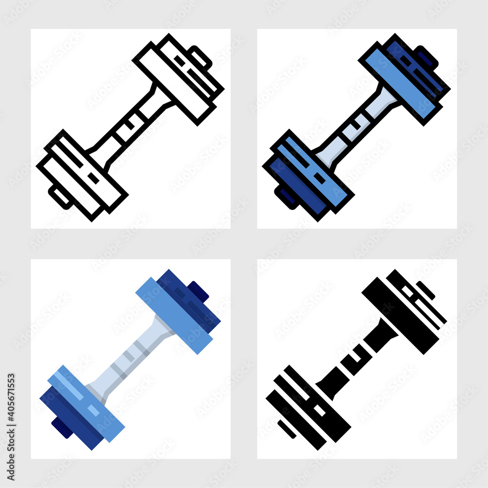 Dumbbell icon vector design in filled, thin line, outline and flat style.