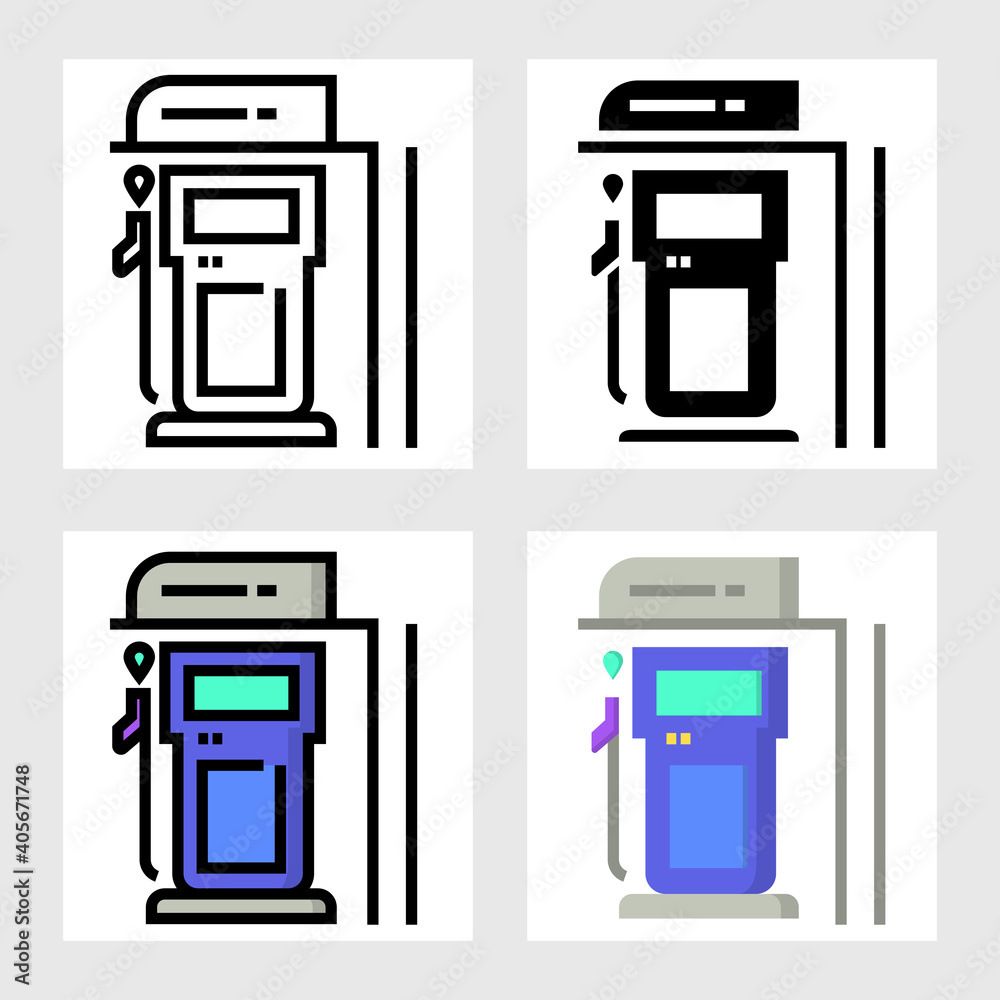 Fuel oil station icon vector design in filled, thin line, outline and flat style. Fuel oil station icon vector design in filled, thin line, outline and flat style.