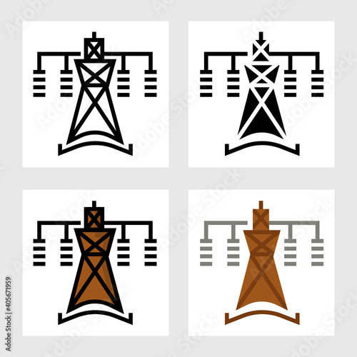 High voltage electric icon vector design in filled, thin line, outline and flat style.